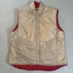 Berne Vest Zip Up 100 % Polyester Women's 2XL wnv100cr Vintage Beige Red